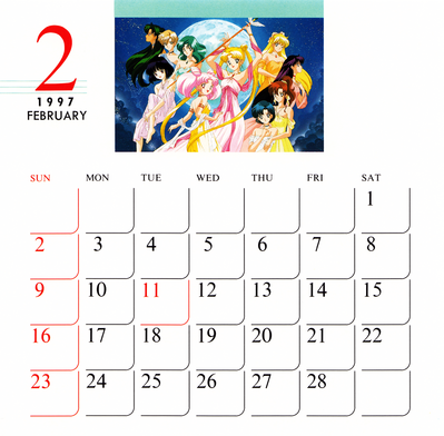 Inner & Outer Senshi
Sailor Moon Sailor Stars
1997 Desktop Calendar
