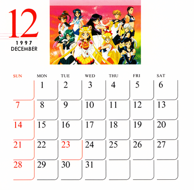 Sailor Stars
Sailor Moon Sailor Stars
1997 Desktop Calendar
